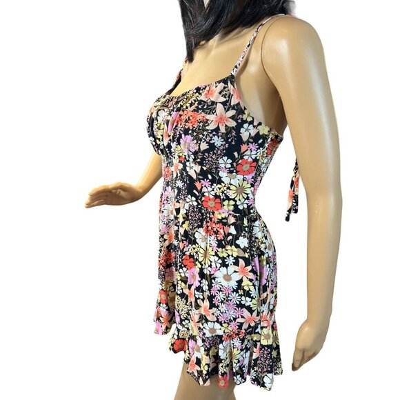 (5‎ for $25) Lily Rose Ruffled Flounce Romper in Black Floral Size XS - Picture 3 of 7